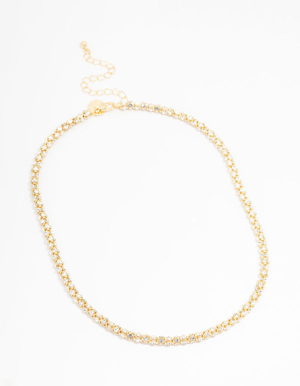 Gold Plated Diamante Fireball Chain Necklace