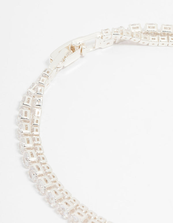Silver Plated Cubic Zirconia Tennis Bracelet