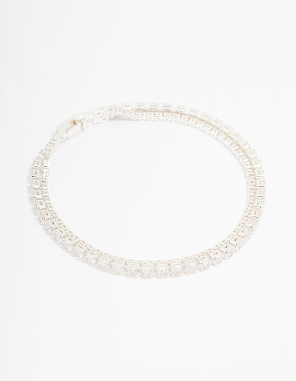 Silver Plated Cubic Zirconia Tennis Bracelet