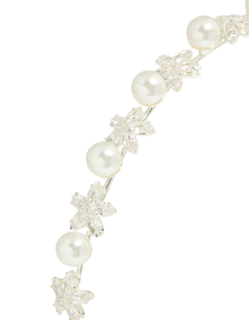Silver Pearl Flower Headband