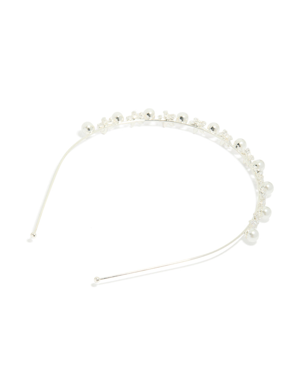 Silver Pearl Flower Headband