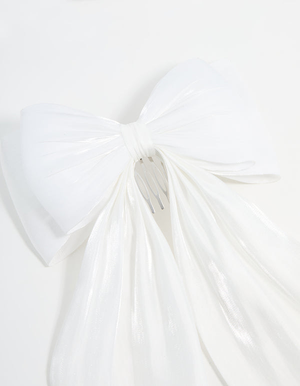 Cream Bow Layered Clip