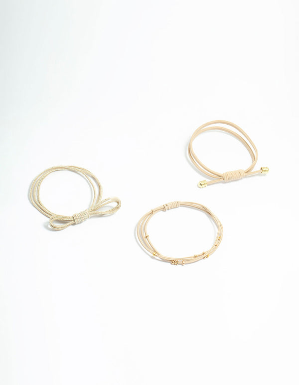 Fabric Lurex Bow Hair Ties 3-Pack