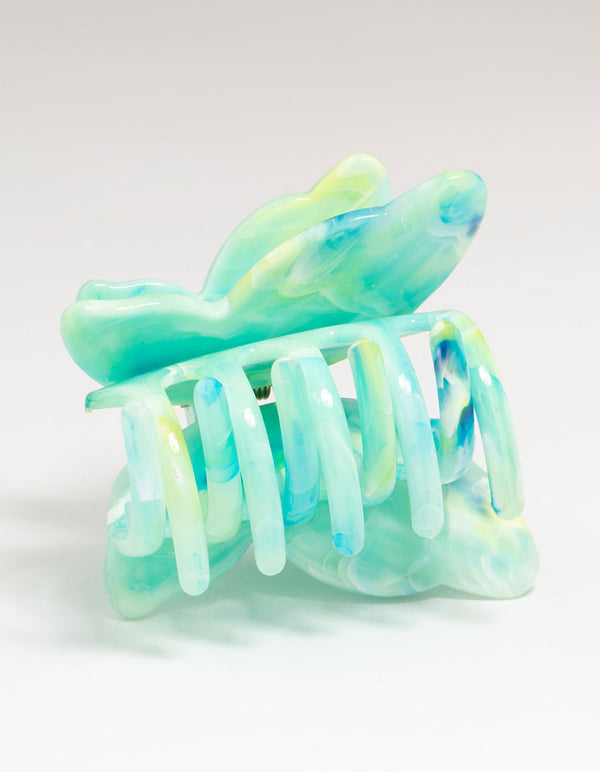 Green Marble Acrylic Butterfly Claw Clip