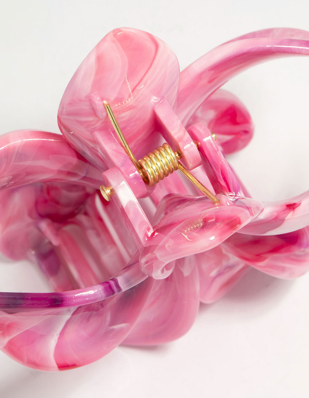 Pink Marble Frangipani Claw Clip