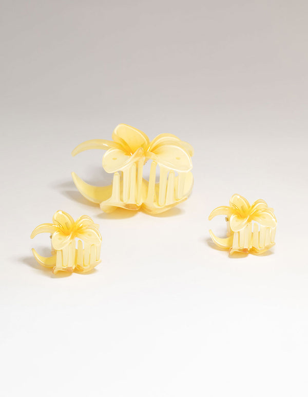 Yellow Frangipani Claw Clips 3-Pack