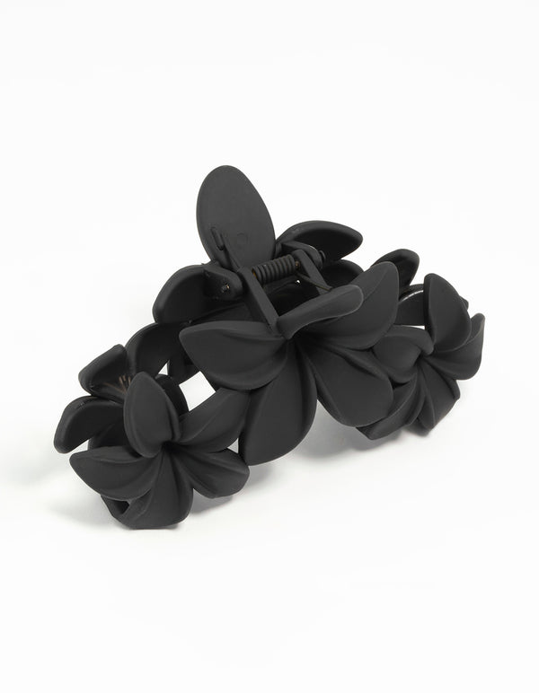 Black Frangipani Trio Hair Claw Clip