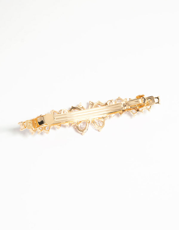 Gold Cubic Zirconia Butterfly Cluster Hair Clip