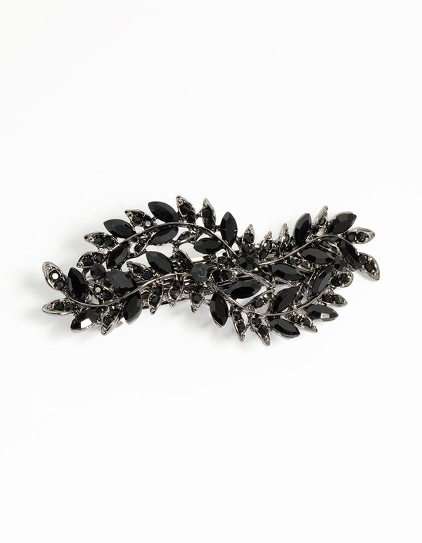 Black Coated Metal Diamante Classic Vine Hair Clip
