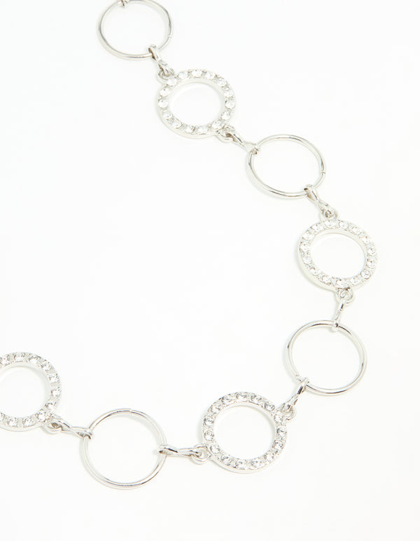 Silver Diamante & Plain Circle Belt