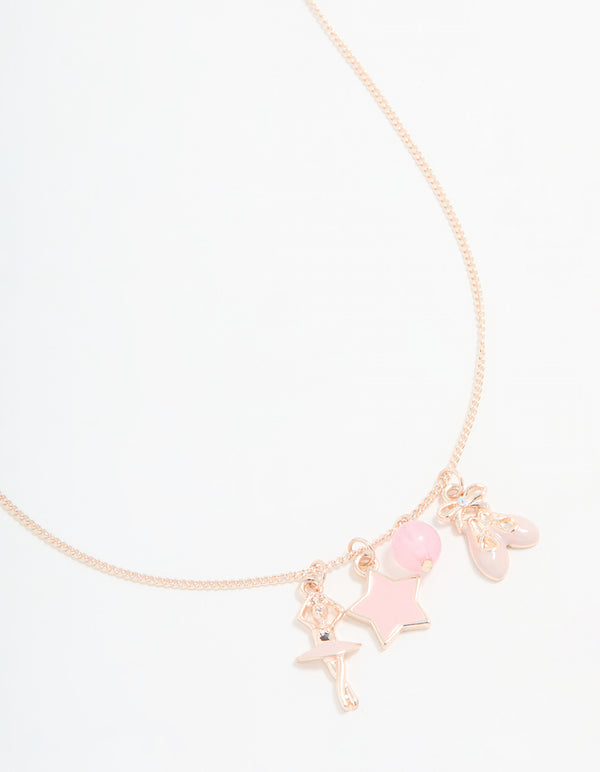 Kids Rose Gold Ballet Charm Pendant Necklace