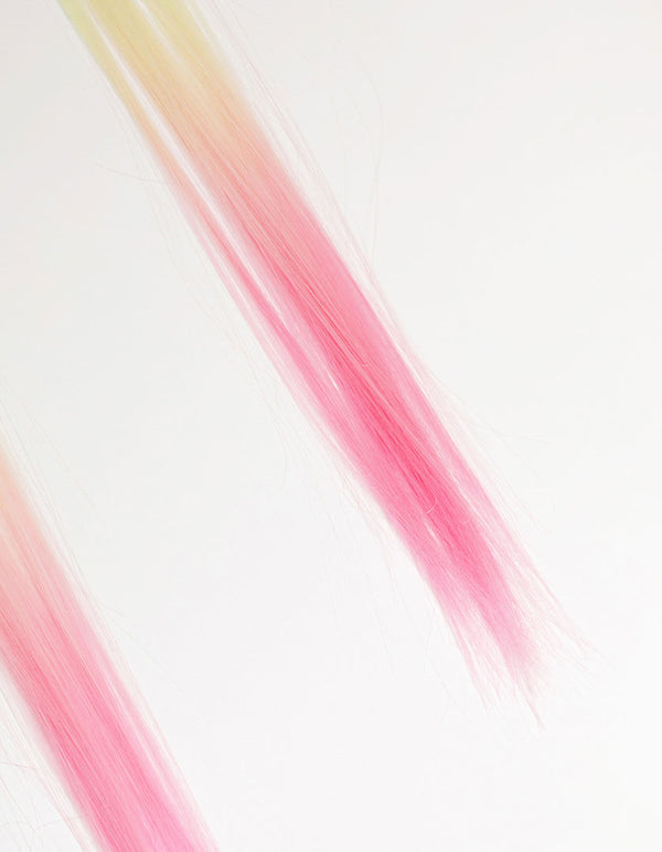 Kids Rainbow Fabric Bow & Faux Hair Clips 2-Pack