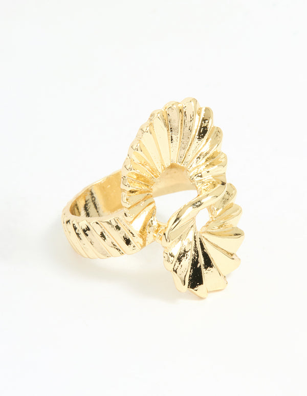 Gold Plated Textured Twist Ring