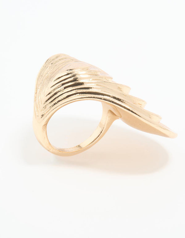 Gold Statement Oval Wave Ring