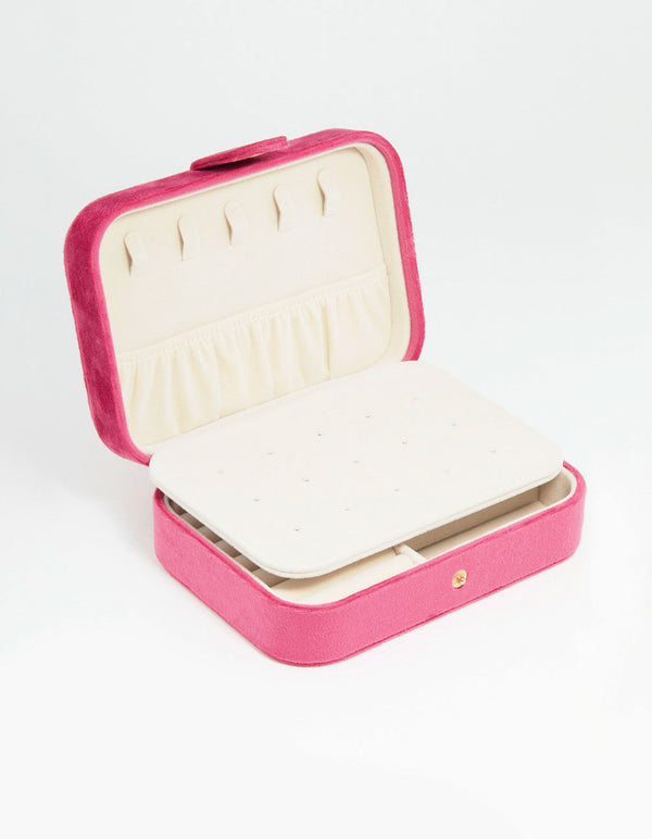 Pink Velvet Fabric Rectangle Jewellery Box