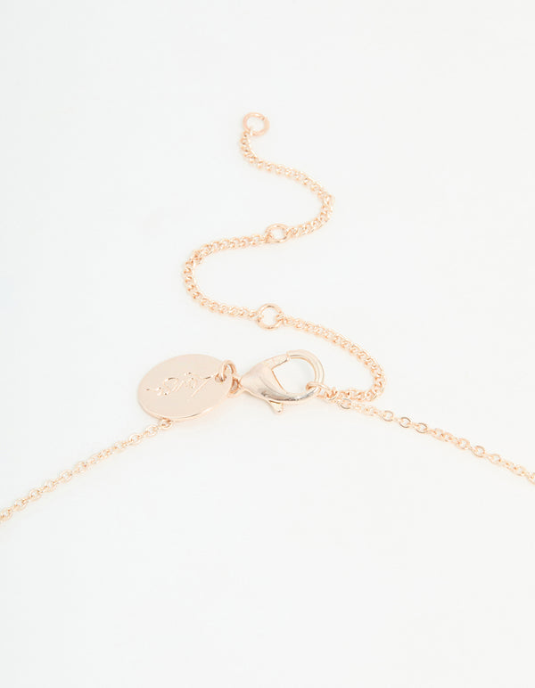 Rose Gold Plated Cubic Zirconia Flower Pendant Necklace