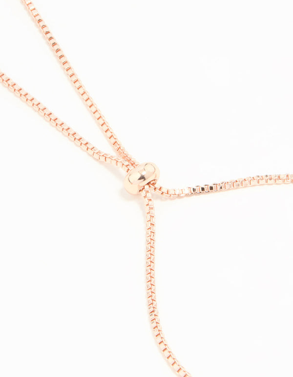 Rose Gold Plated Cubic Zirconia Moon Rose Quartz Toggle Bracelet