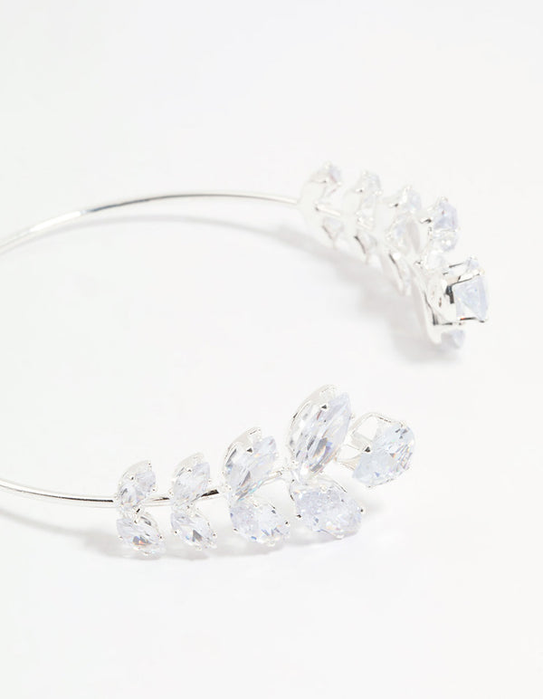 Silver Cubic Zirconia Marquise Vine Wrist Cuff