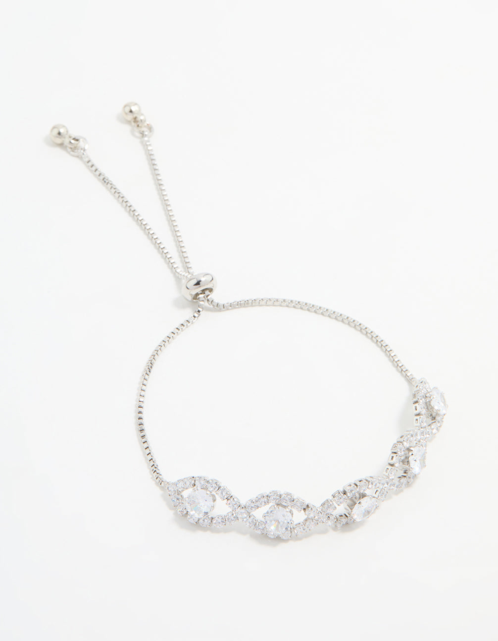 Silver Cubic Zirconia Evil Eye Toggle Bracelet