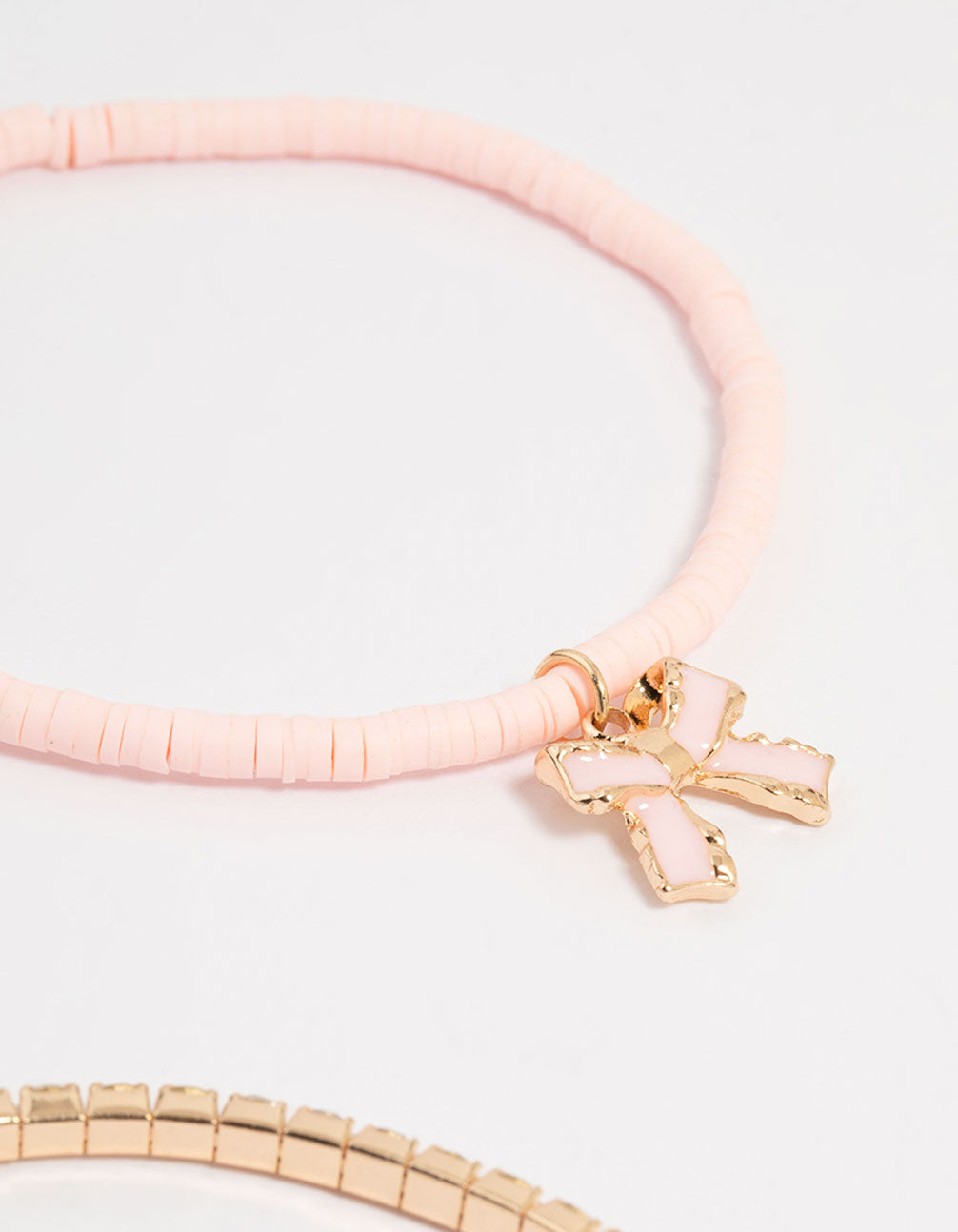 Gold Pearl & Bow Stretch Bracelets 5-Pack
