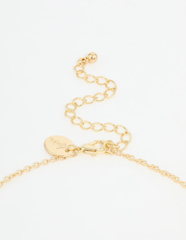 Gold Plated Cross & Mary Charm Necklace
