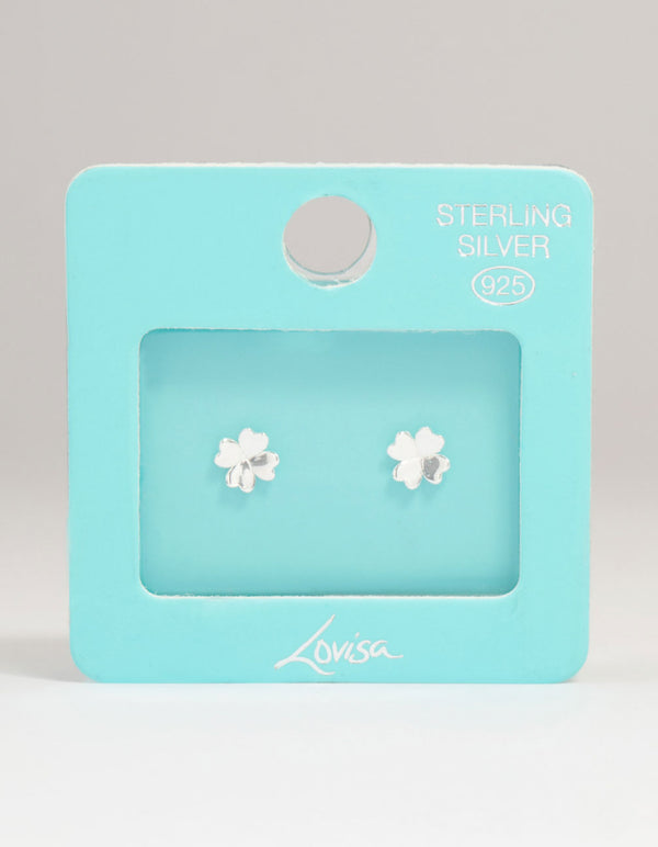 Sterling Silver Clean Clover Stud Earrings
