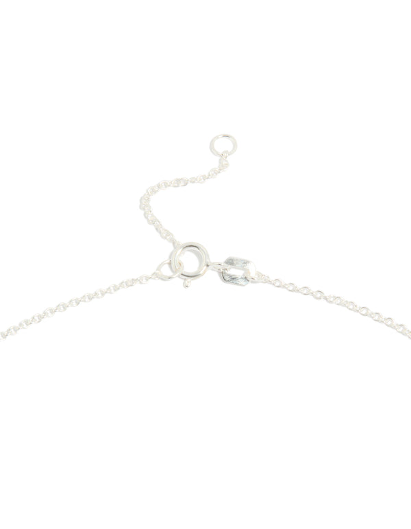 A sterling silver heart pendant necklace with adjustable clasp detail view
