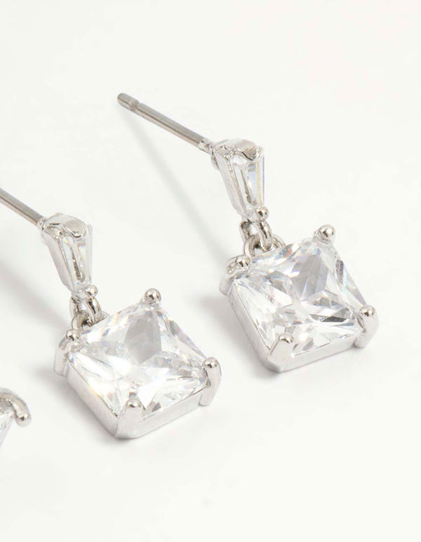 Silver Cubic Zirconia Stud & Drop Earrings 3-Pack