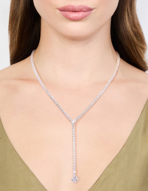 Silver Cubic Zirconia Y-Necklace