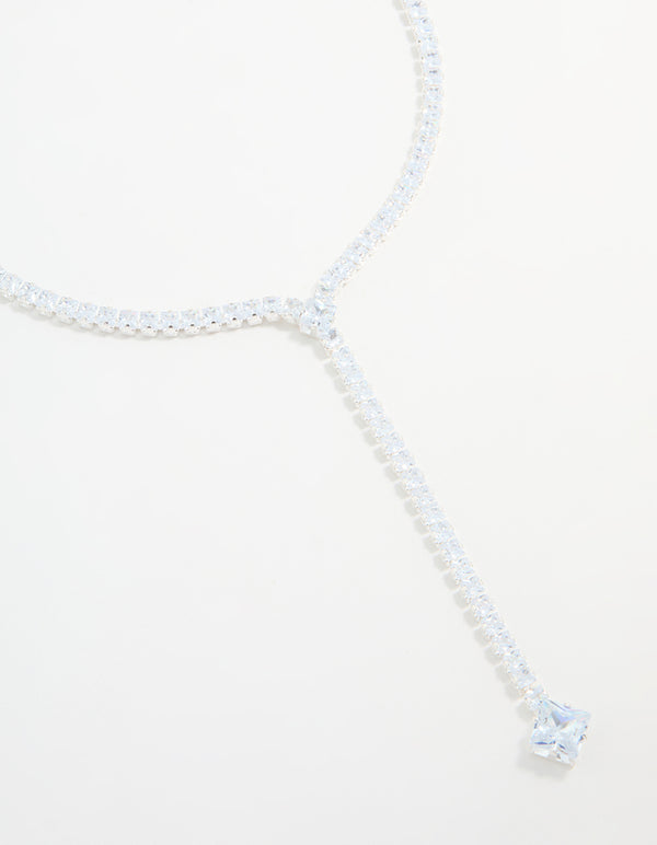 Silver Cubic Zirconia Y-Necklace