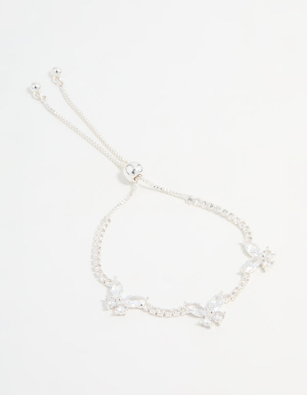 Silver Cubic Zirconia Butterfly Bracelet