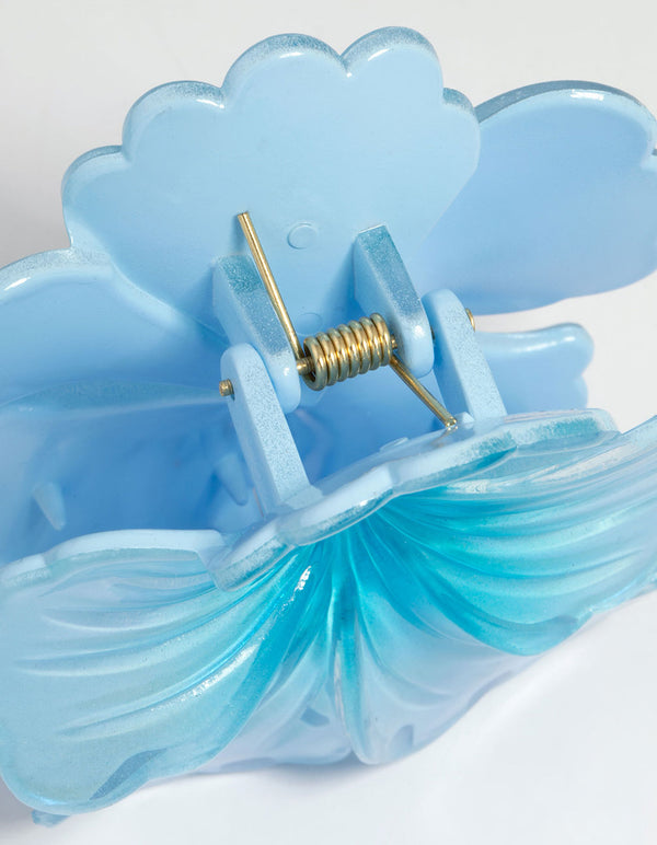 Blue Ombre Hibiscus Hair Claw Clip