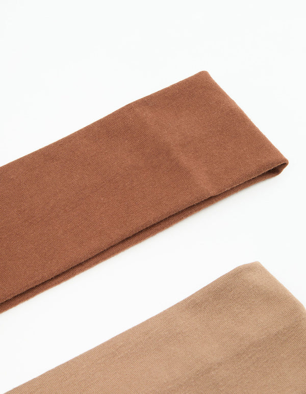 Neutral Toned Fabric Stretch Headbands 2-Pack