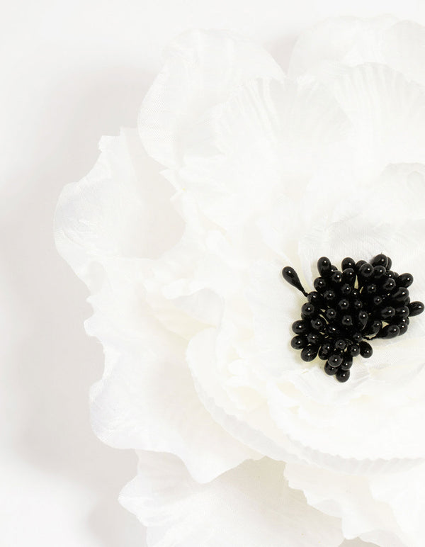 White Poppy Flower Corsage Brooch