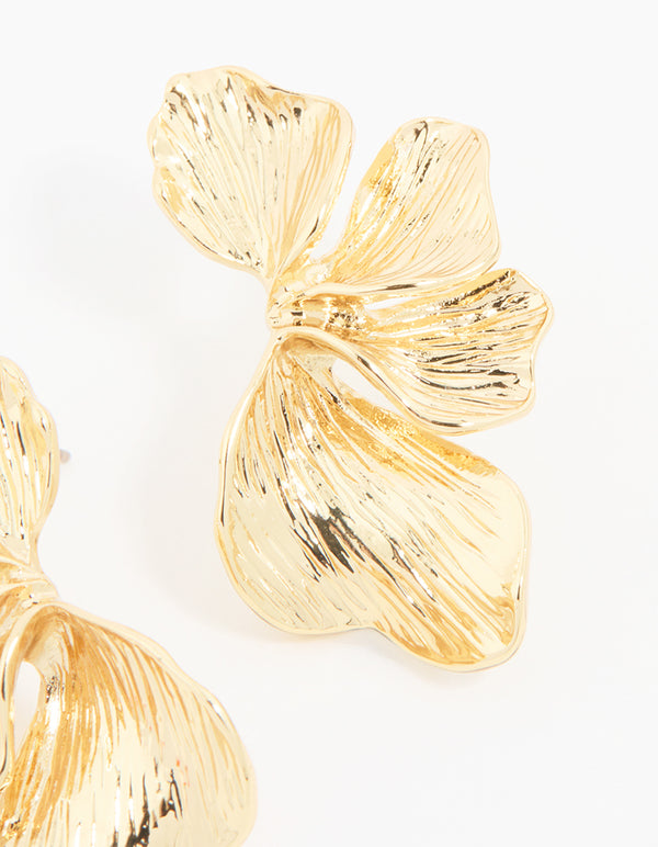 Gold Plated Leaf Stud Earrings