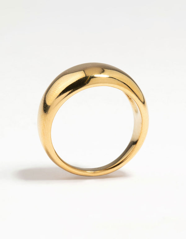 Waterproof Gold Plated Stainless Steel Bold Thick Signet Ring