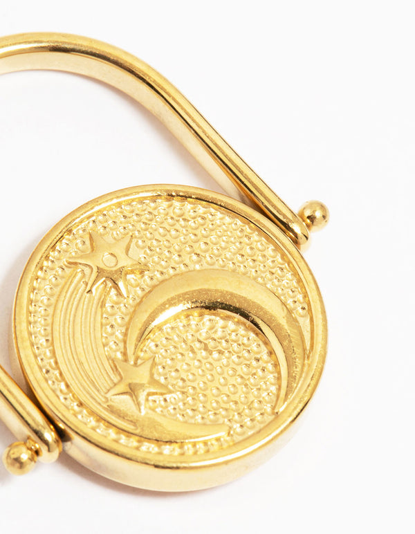 Waterproof Gold Plated Surgical Steel Coin Twist Ring