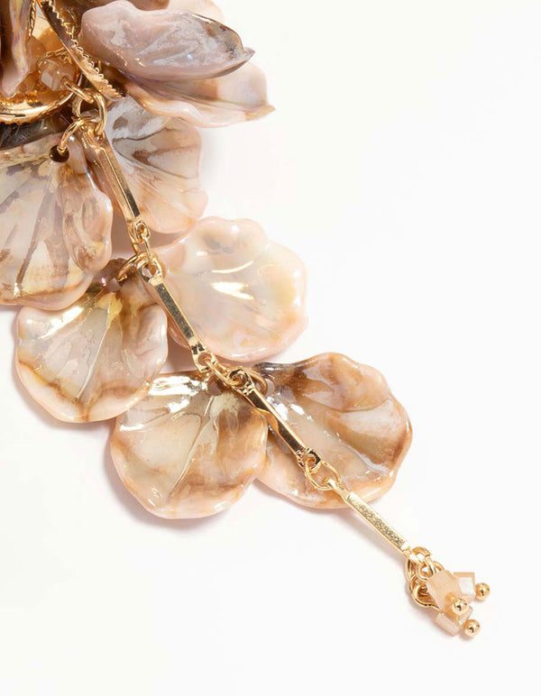 Rose Gold Acrylic Petal Drop Earrings