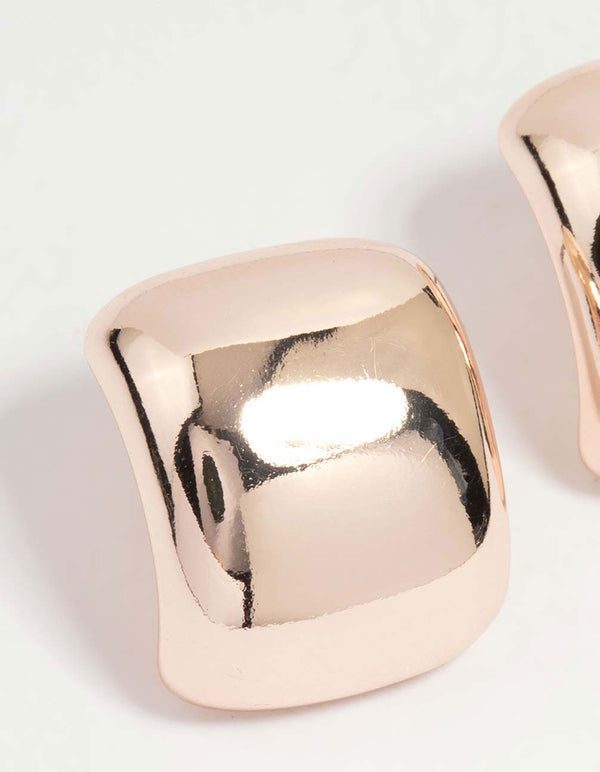 Rose Gold Smooth Curved Stud Earrings