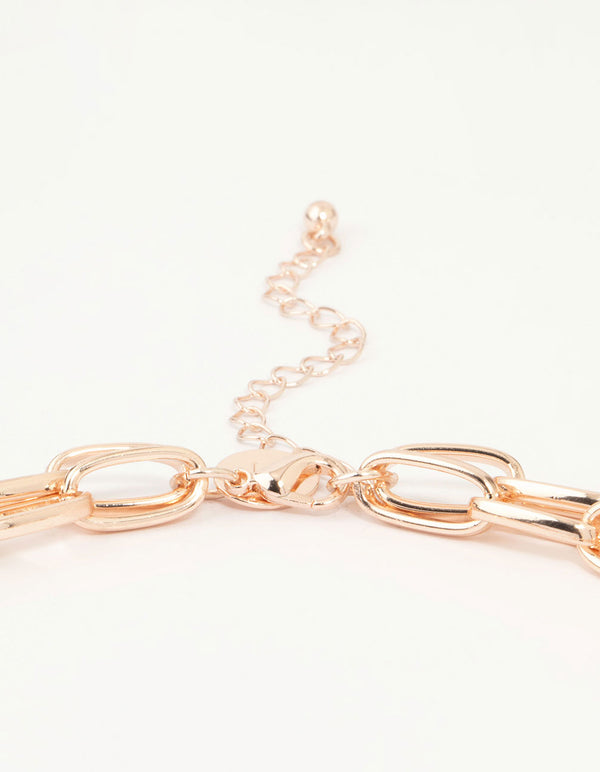 Rose Gold Heart Charm Layered Necklace