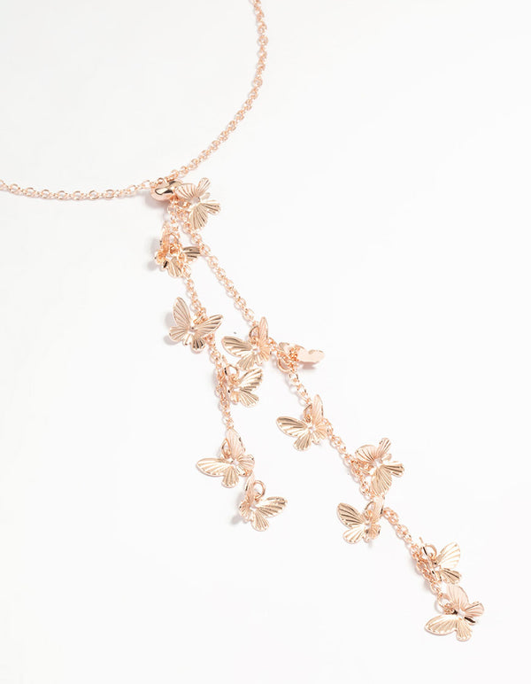 Rose Gold Butterfly Y-Necklace