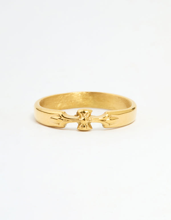 Waterproof Gold Plated Stainless Steel Dainty Bow Band Ring