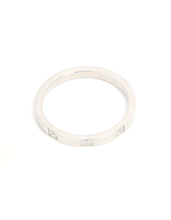 Waterproof Mixed Stainless Steel Cubic Zirconia Rings 2-Pack