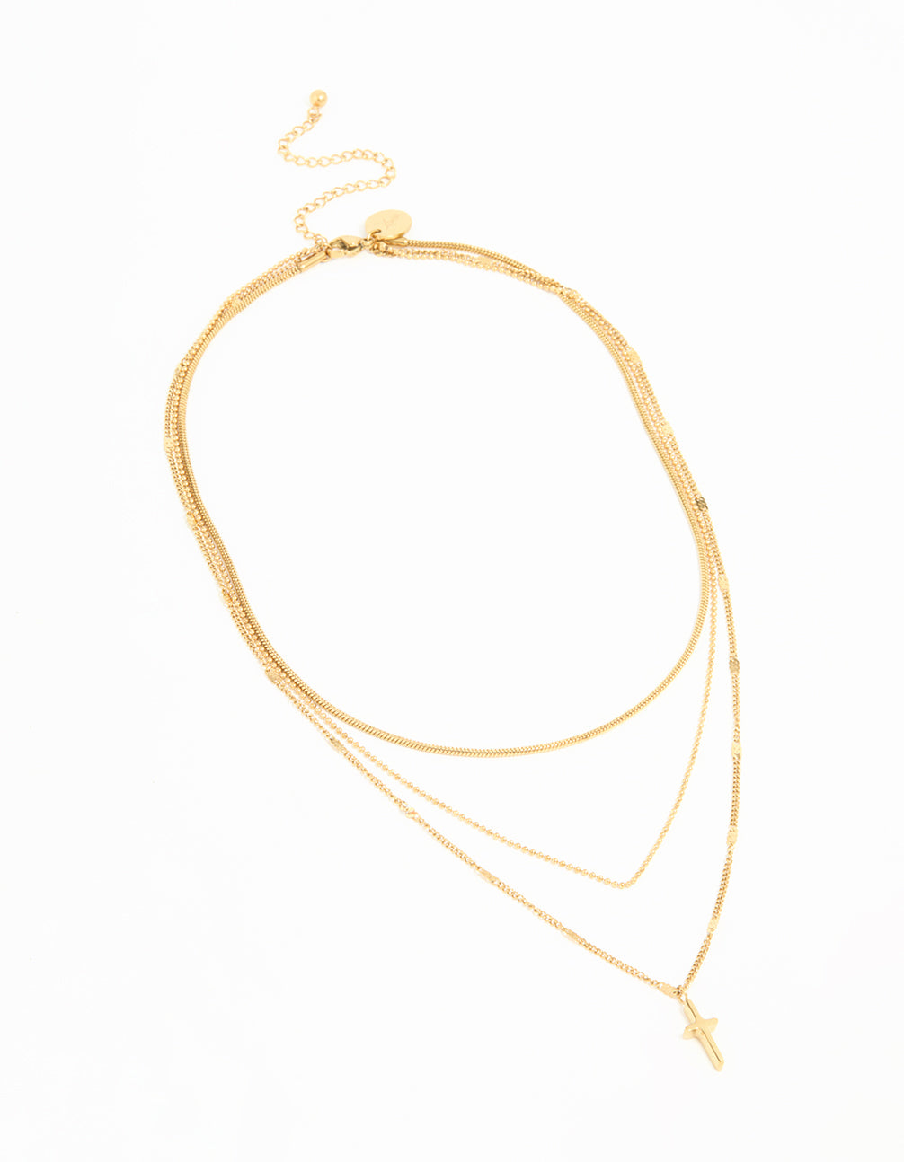 Waterproof Gold Plated Stainless Steel Cross Layered Necklace