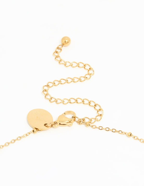 Waterproof Gold Plated Stainless Steel Cubic Zirconia Clover Pendant Necklace