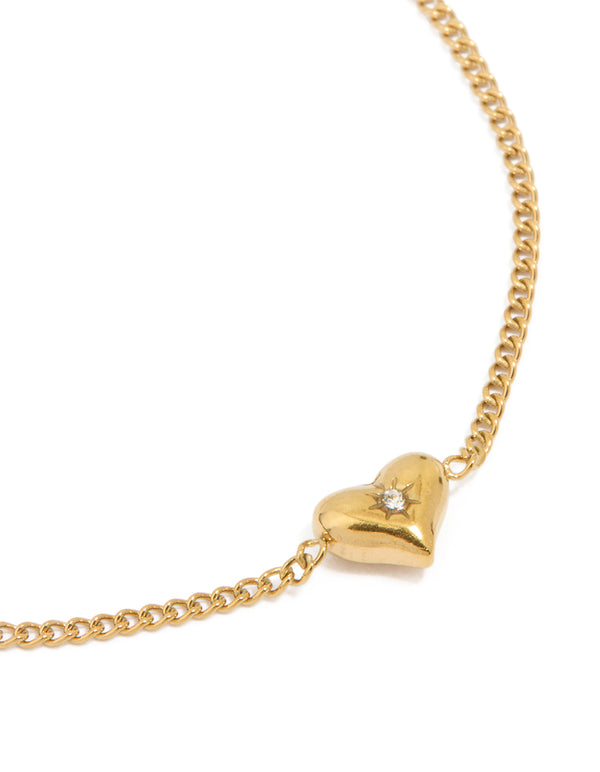 Waterproof Gold Plated Stainless Steel Dainty Heart Bracelet