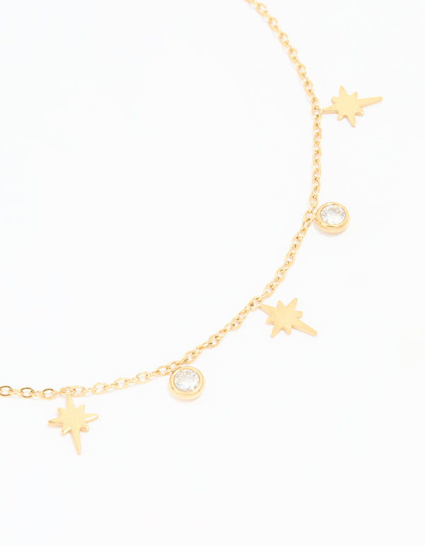 Waterproof Gold Plated Stainless Steel Cubic Zirconia Anklet