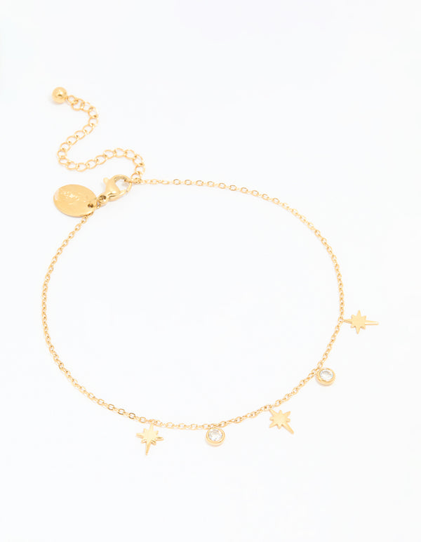 Waterproof Gold Plated Stainless Steel Cubic Zirconia Anklet