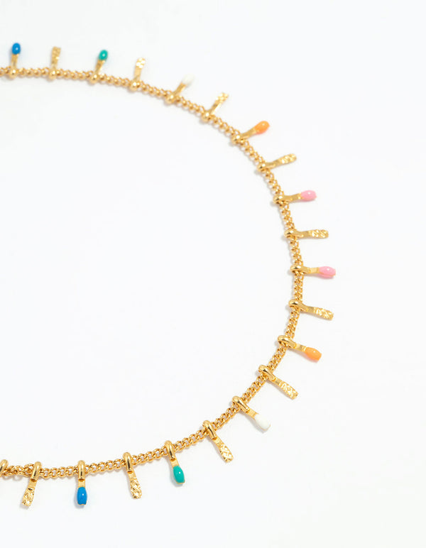 Waterproof Gold Plated Stainless Steel Multicoloured Beaded Anklet