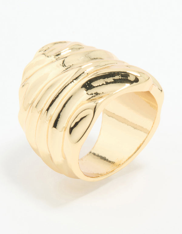 Gold Plated Molten Face Ring